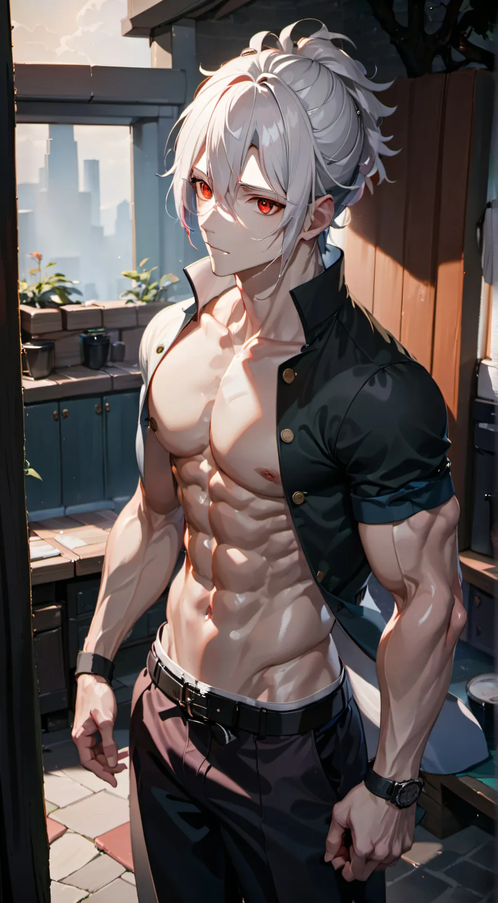 ai character: 🖤Leo🤍 background