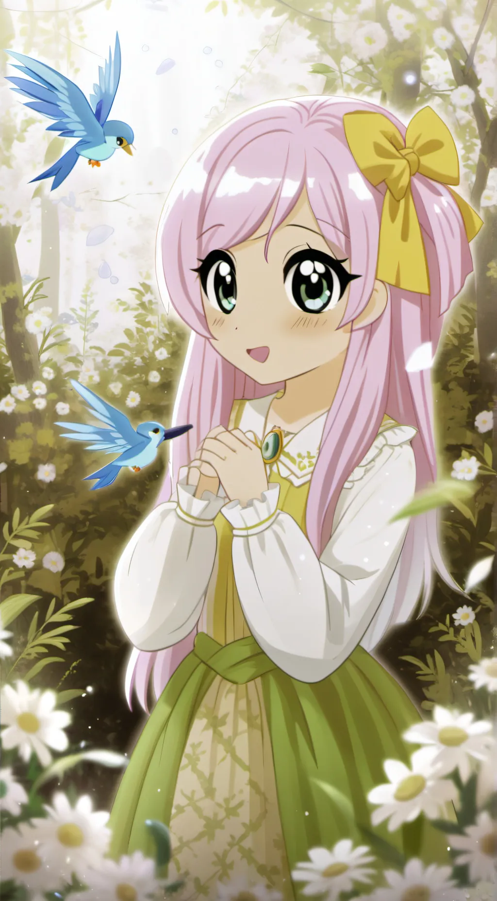 ai character: Flutter, shy background