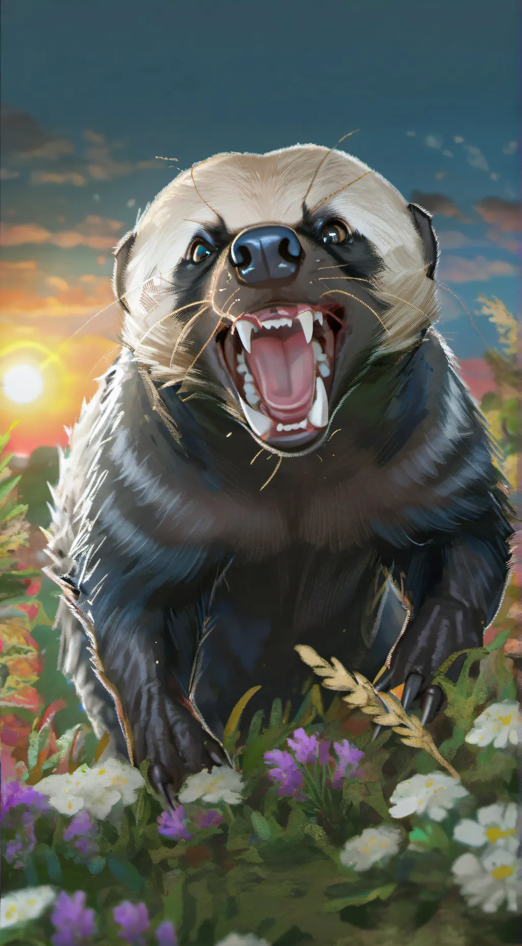 ai character: Honey Badger. background