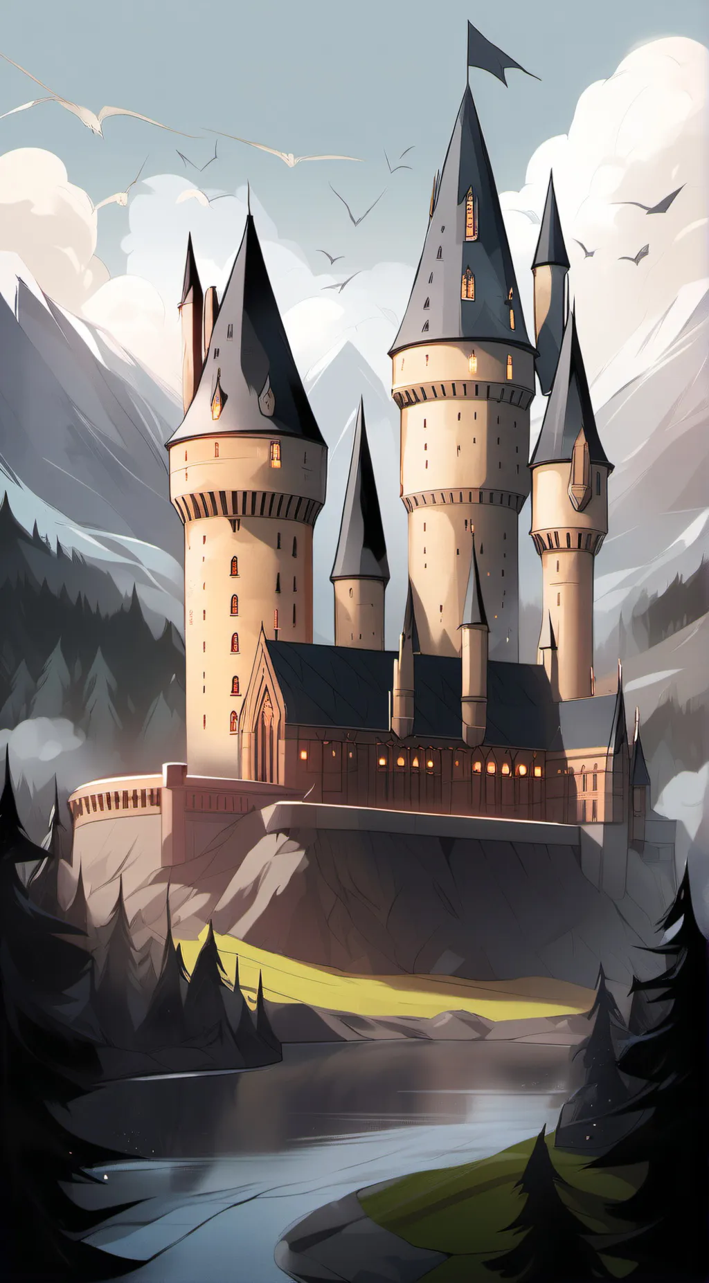 ai character: Hogwarts  background