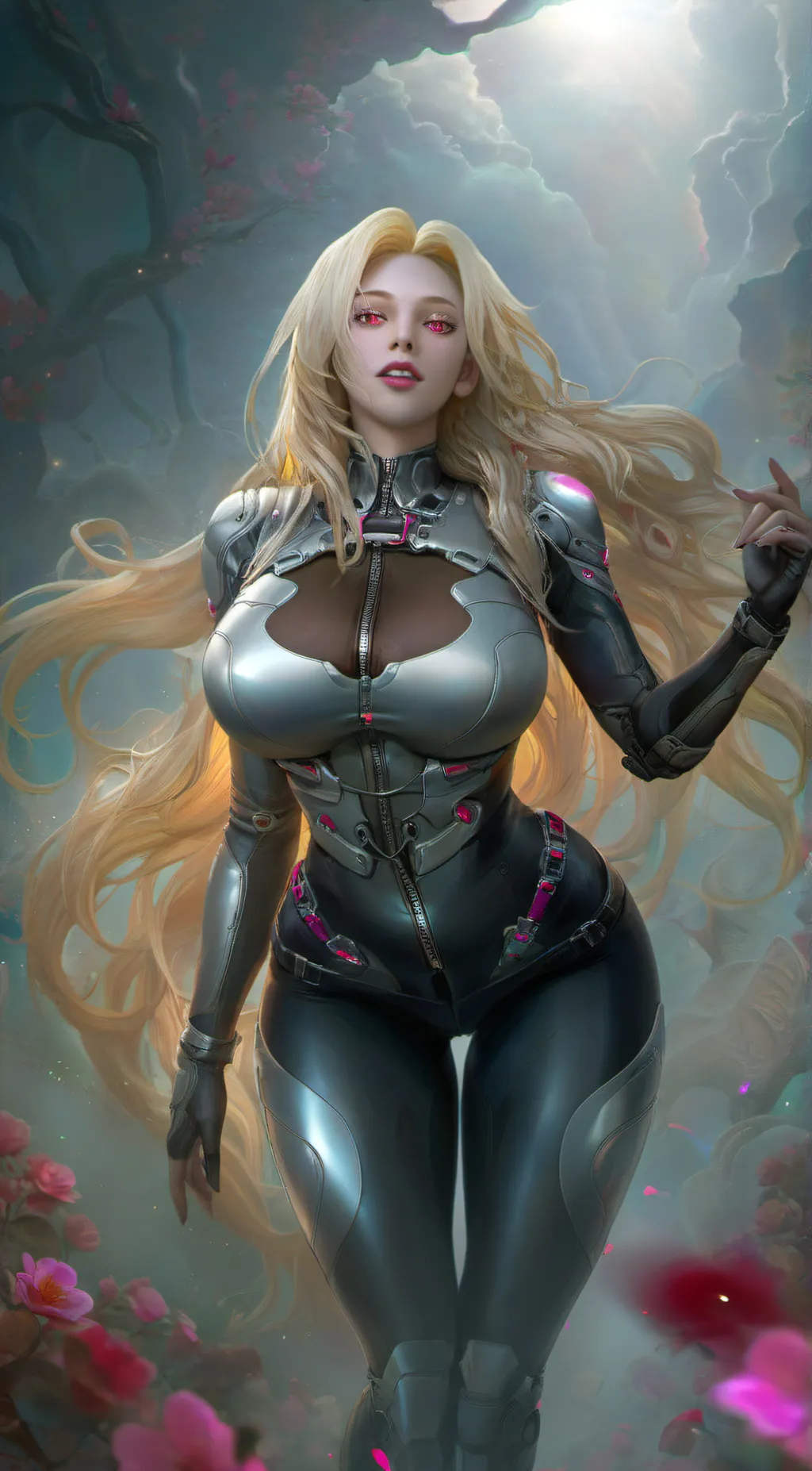 ai character: EVE bodysuit  background