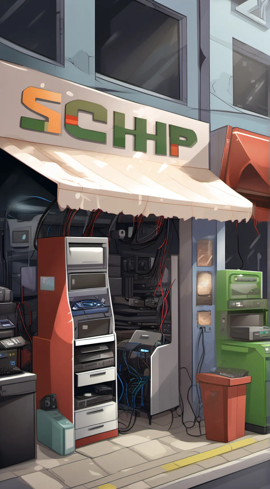 ai character: All Tech Shop background