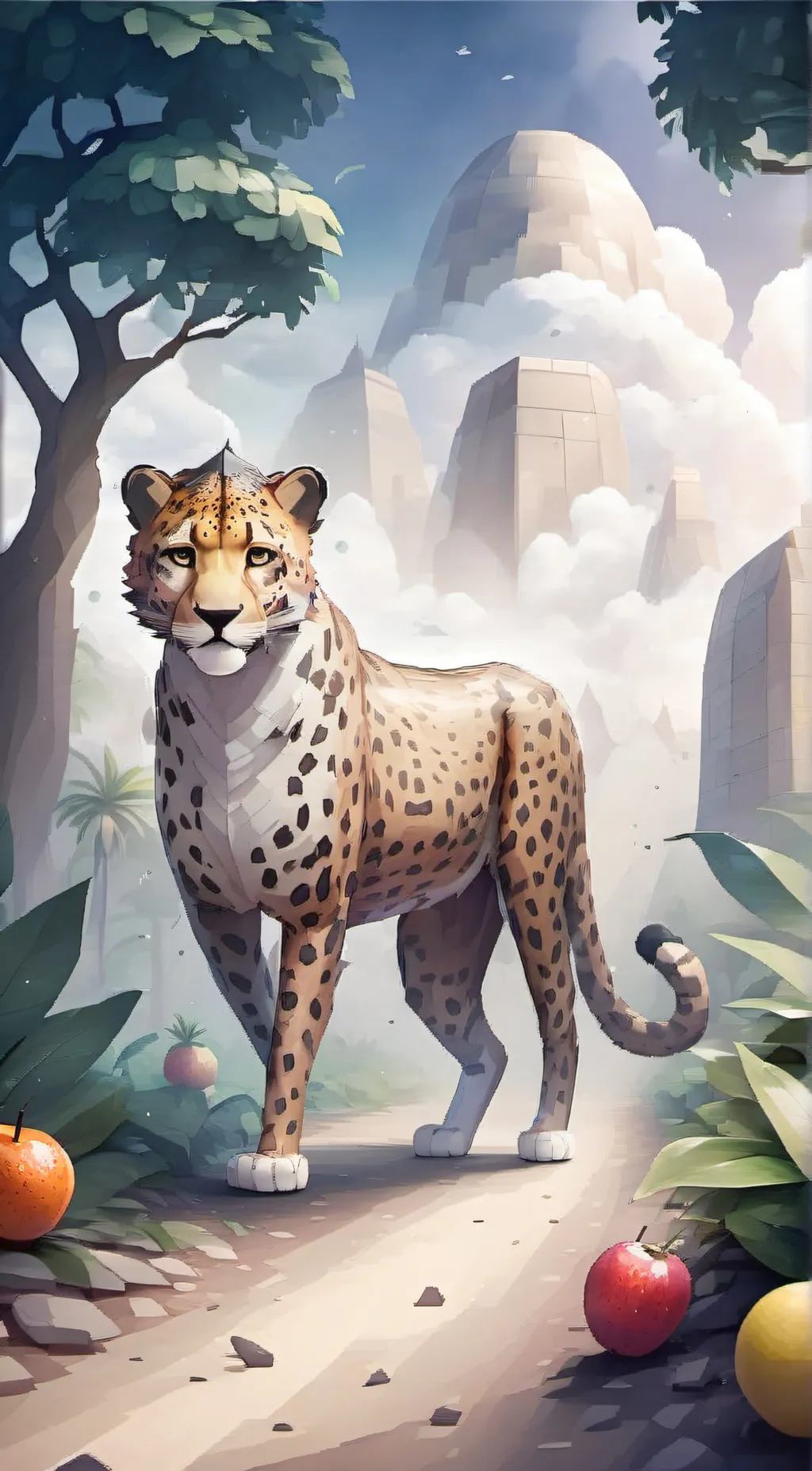 ai character: Leopard fruit🐆 background