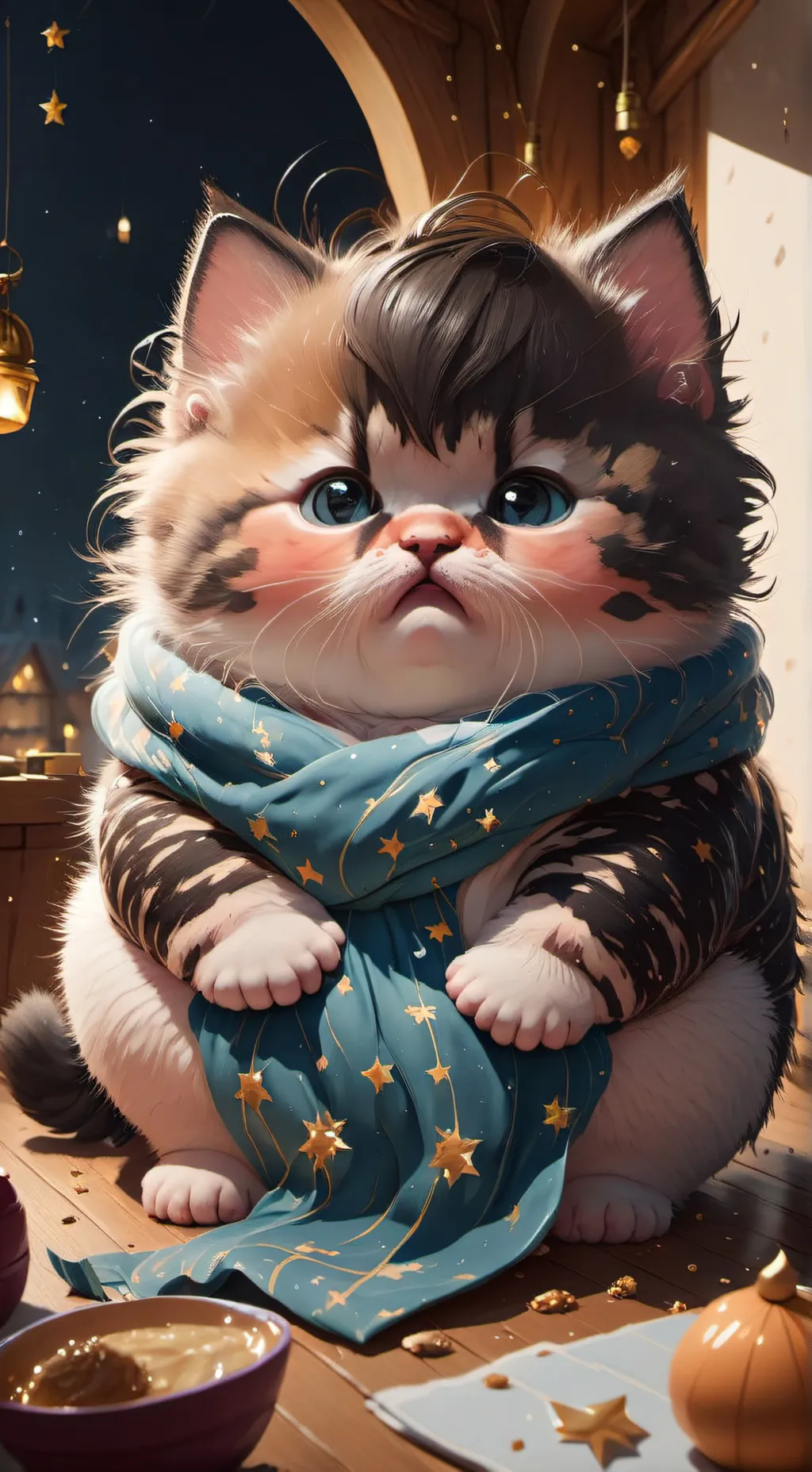 ai character: Fat kitten background