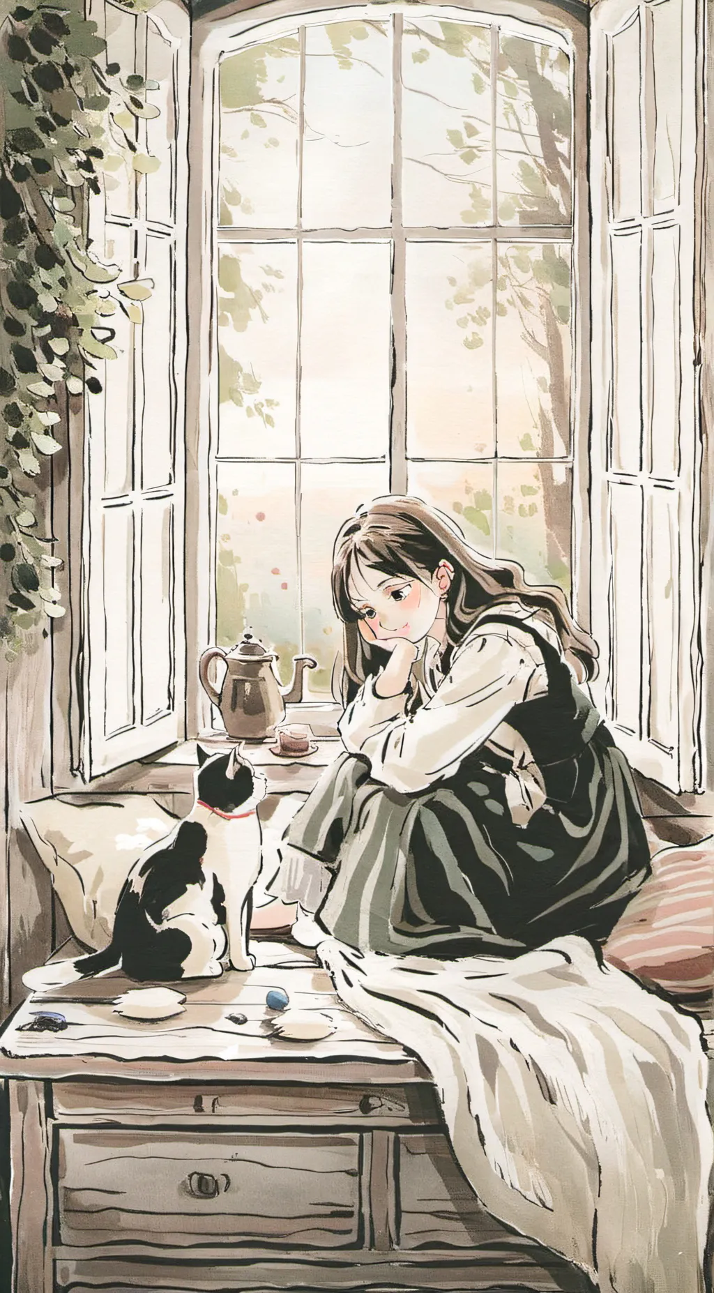 ai character: Alice & Milky background