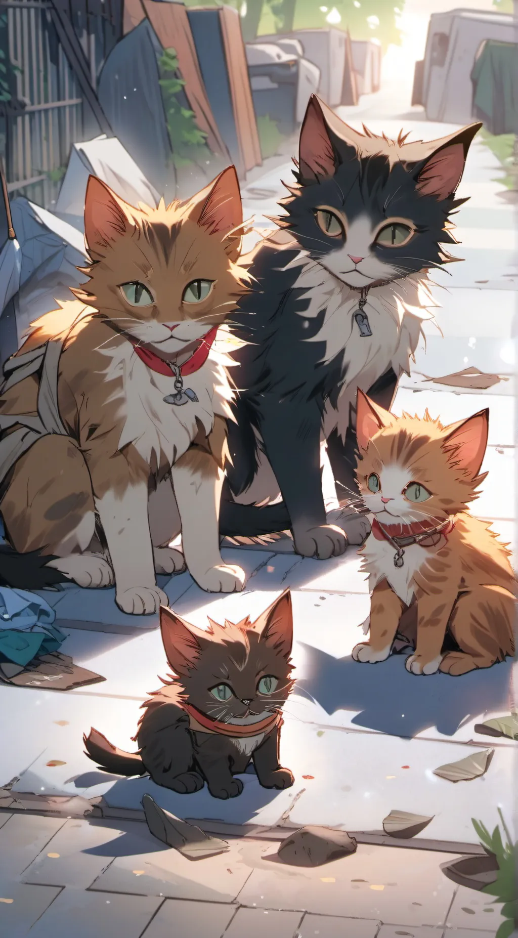 ai character: homeless cats background