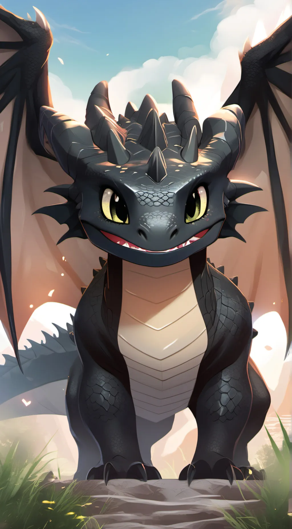ai character: toothless  background