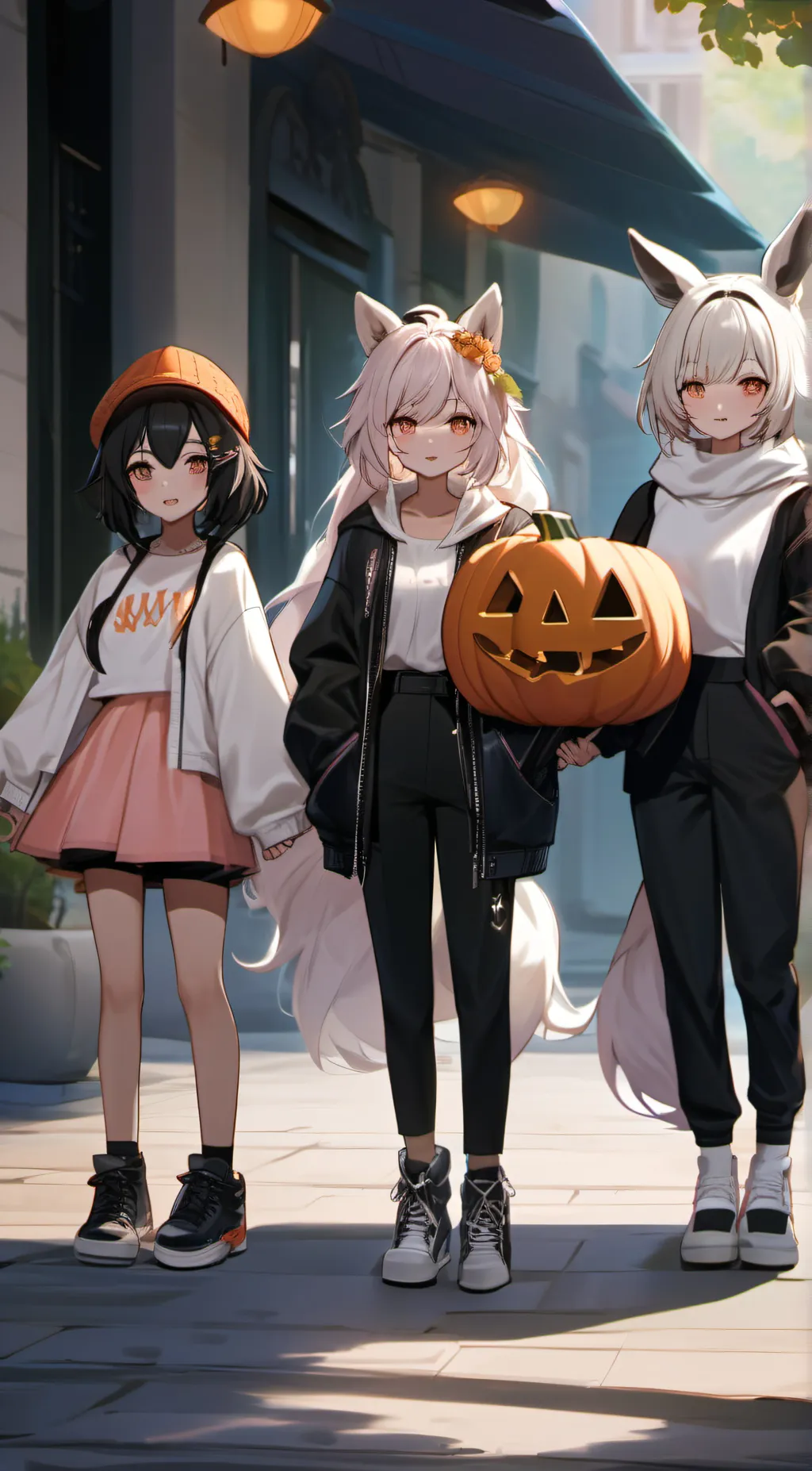 ai character: maxi, uni and pumy background