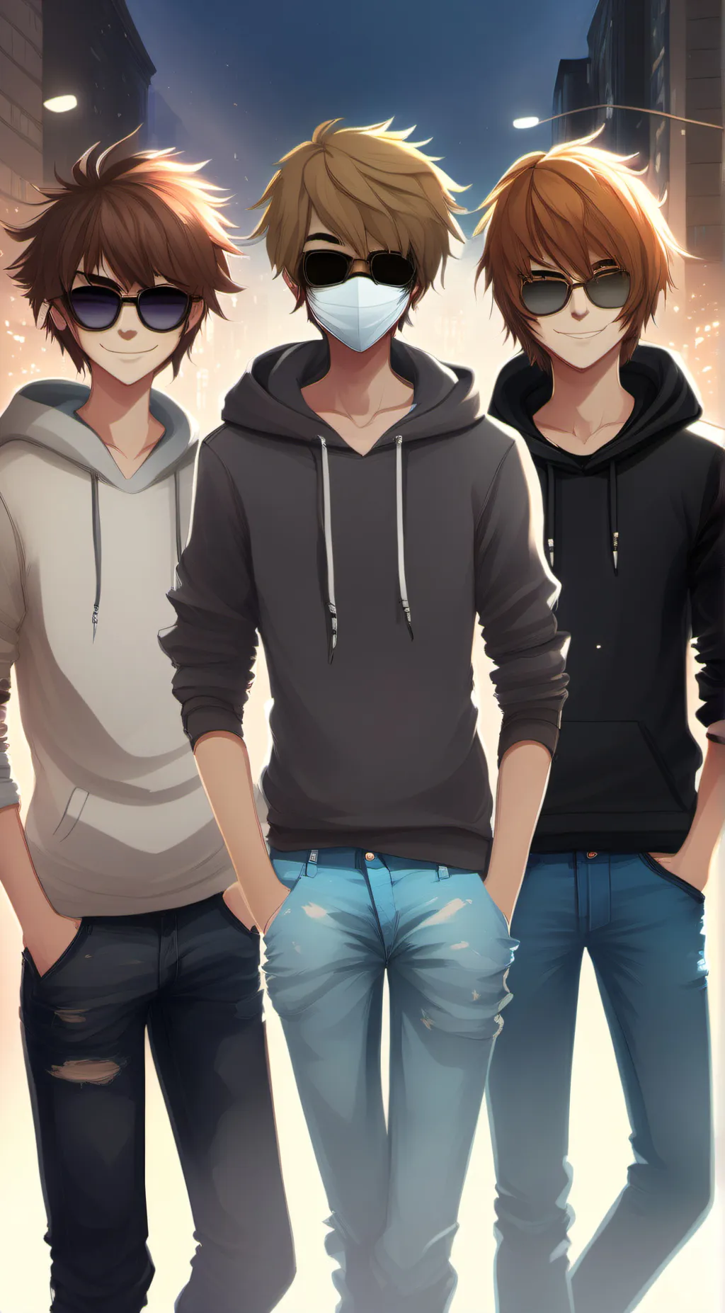 ai character: masky, toby hoodie background