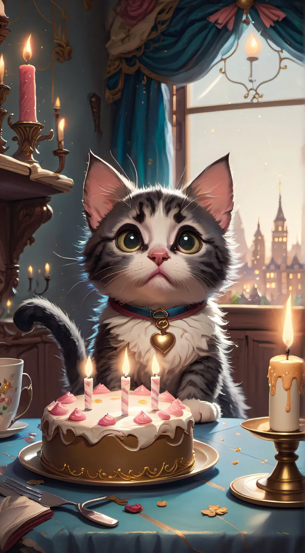 ai character: birthday cat background