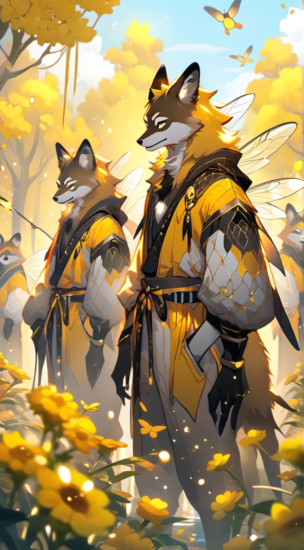 ai character: Bee furry aliens background