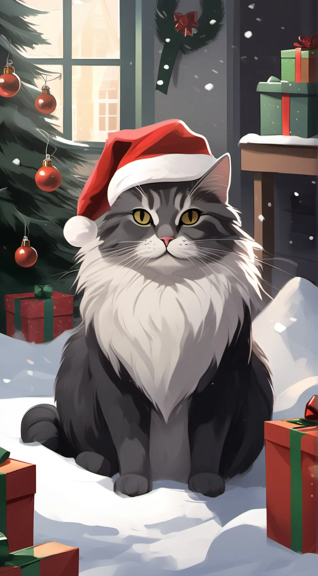 ai character: santa cat background