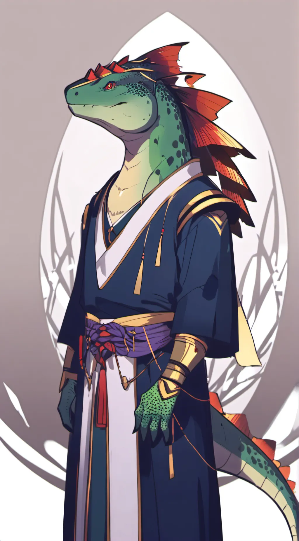 ai character: show a Godzilla background