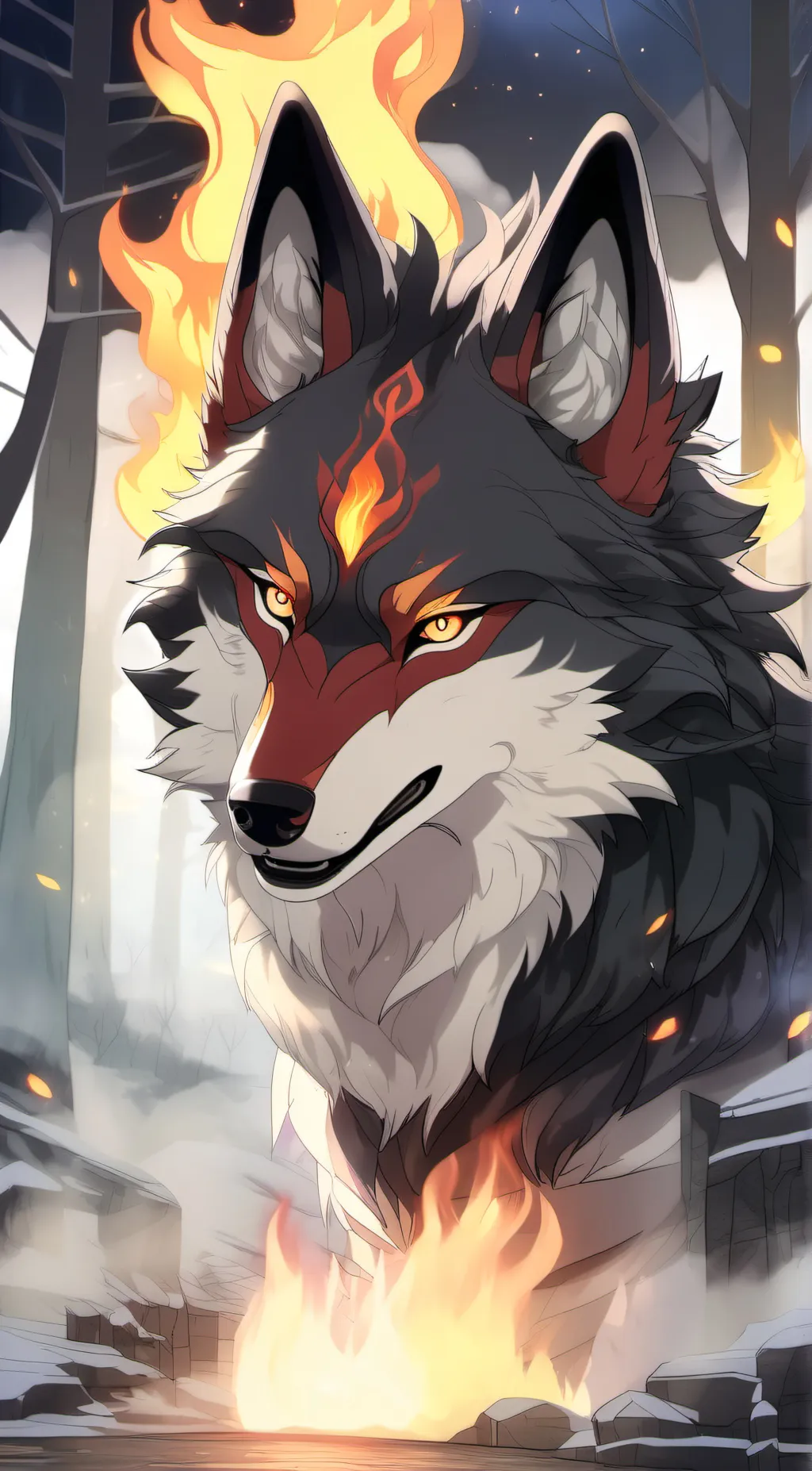 ai character: Flame background