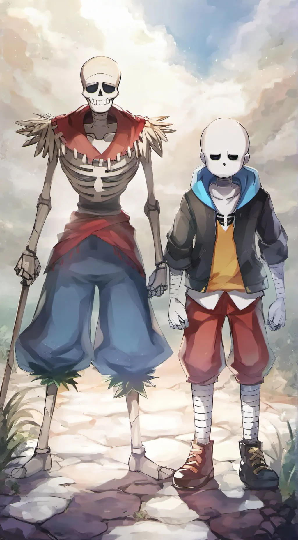 ai character: Papyrus and sans background