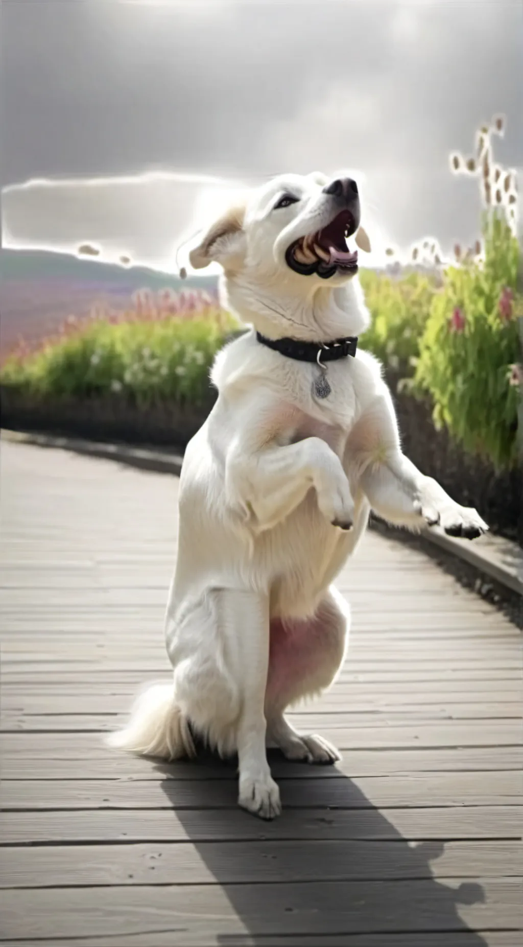 ai character: cream werewolf  background