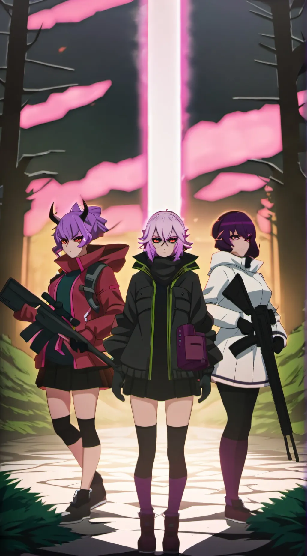 ai character: angel dust,mina,oy background