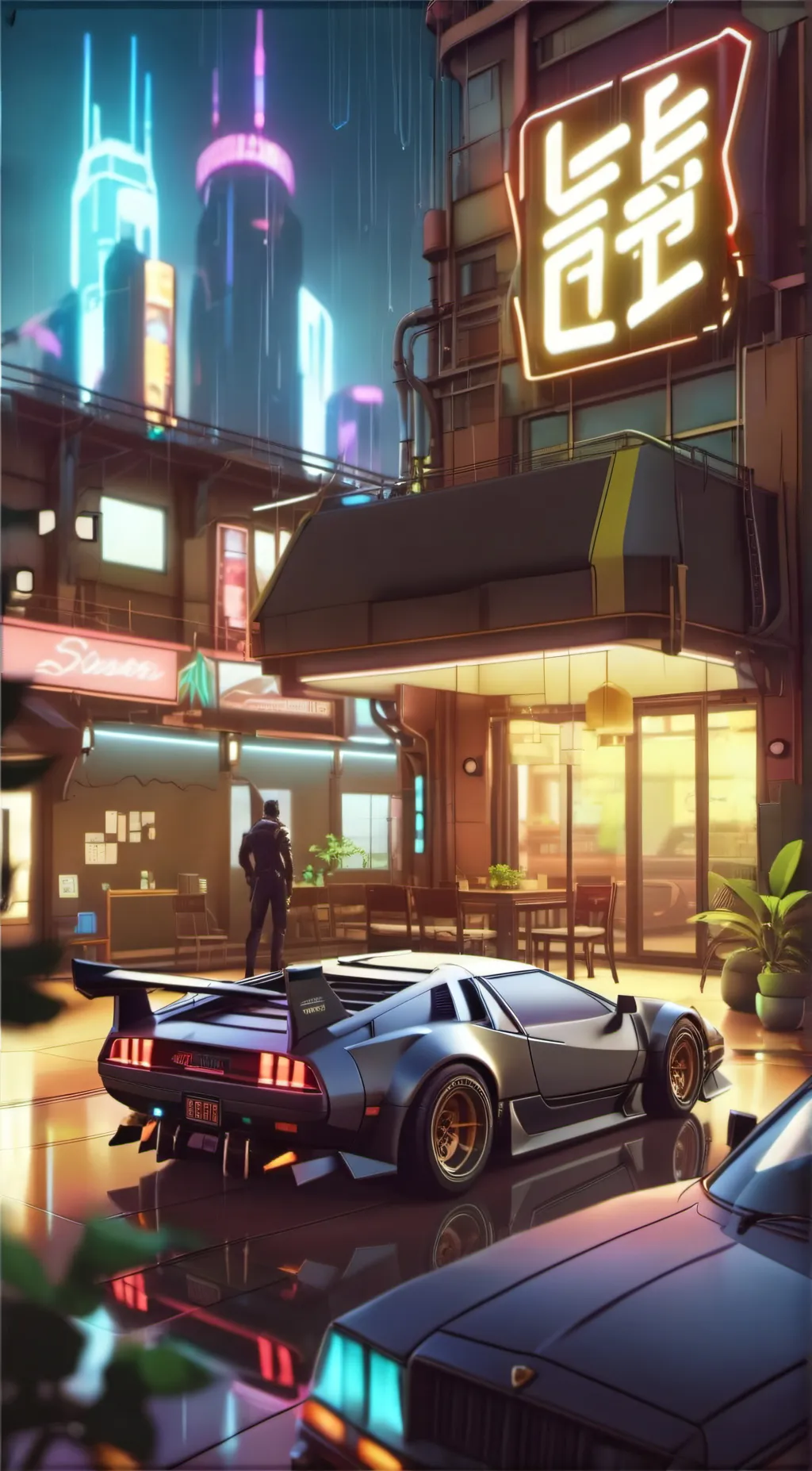 ai character: The city of NEON  background