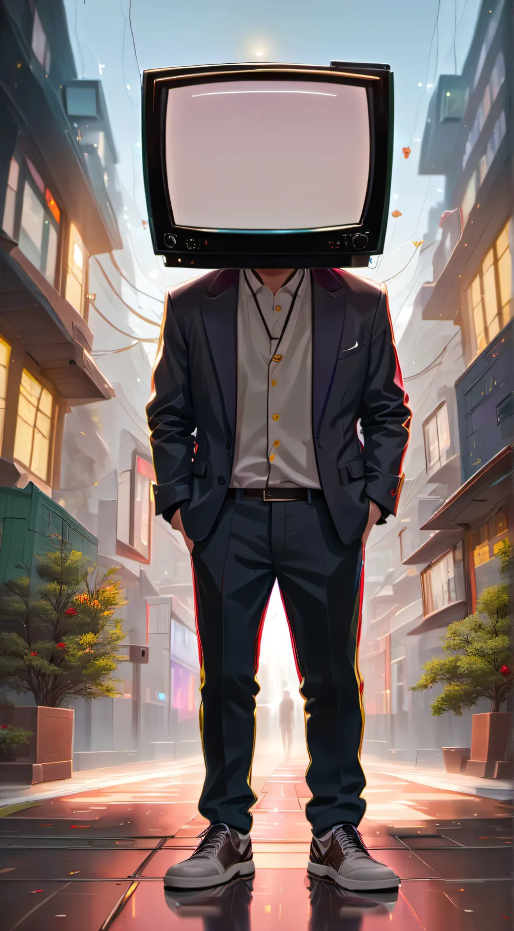 ai character: large tv man background