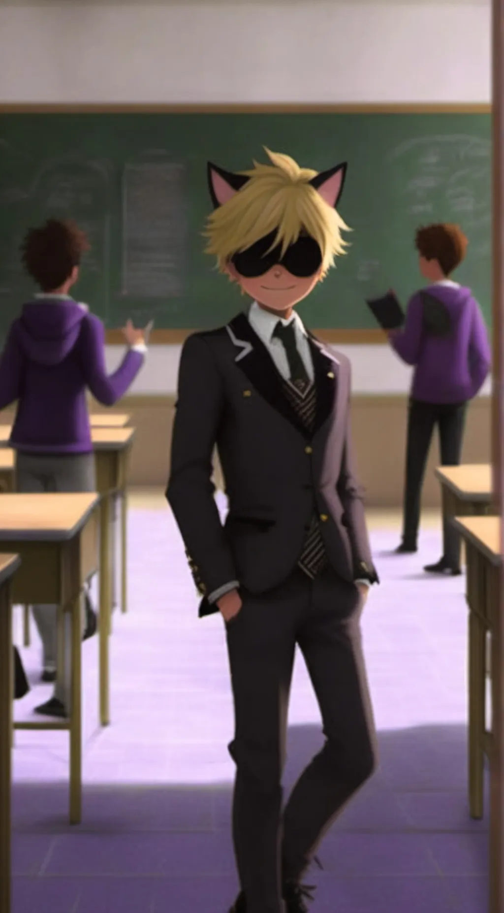 ai character: cat noir/Adrian  background