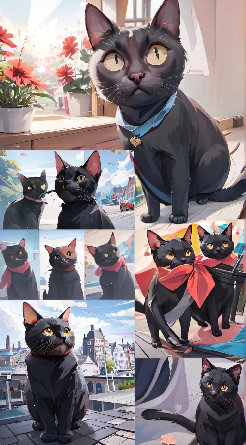 ai character: black cat call background