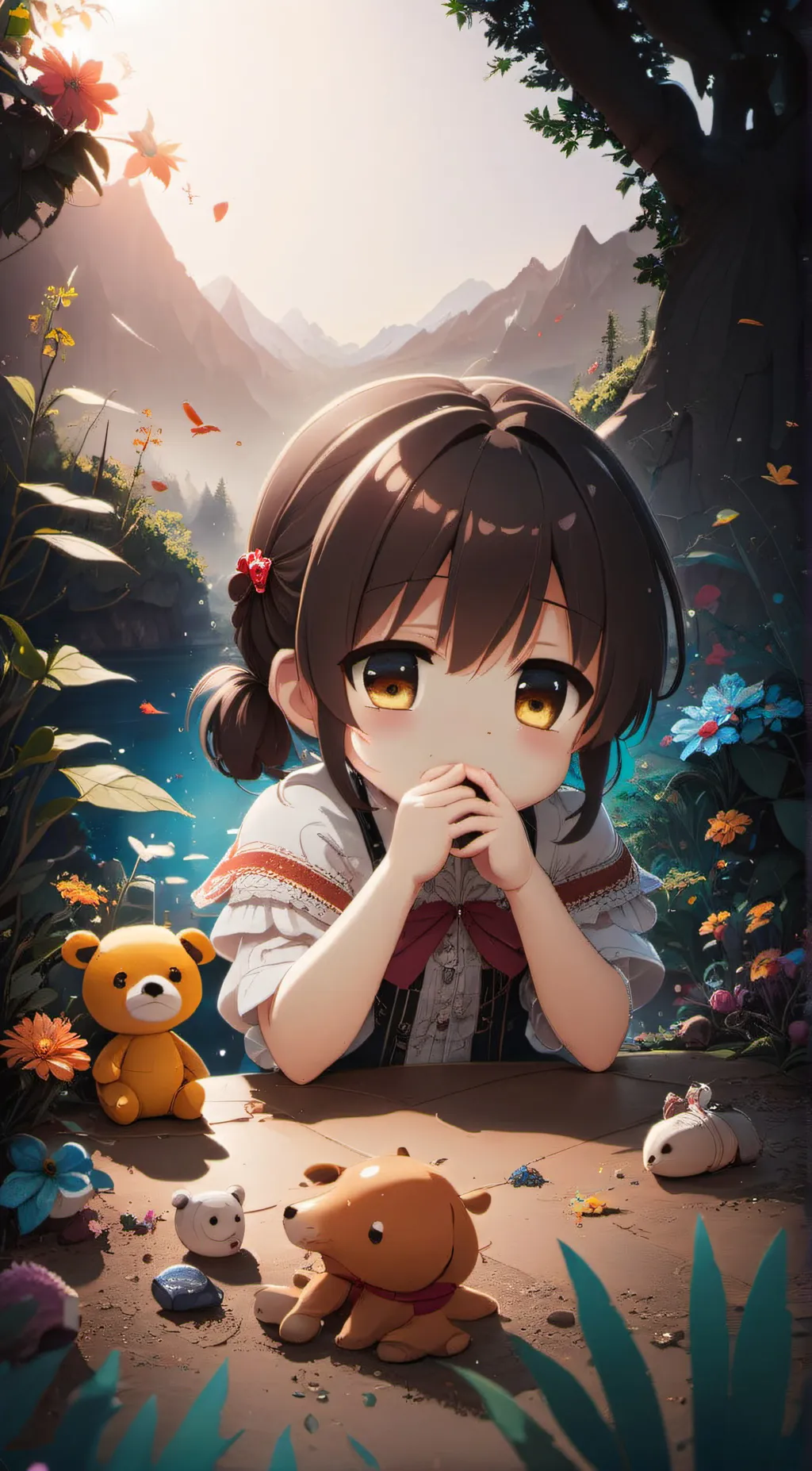 ai character: Bright heart background