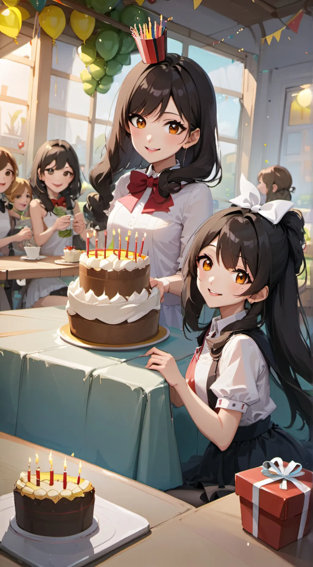 ai character: me and mia birthda background