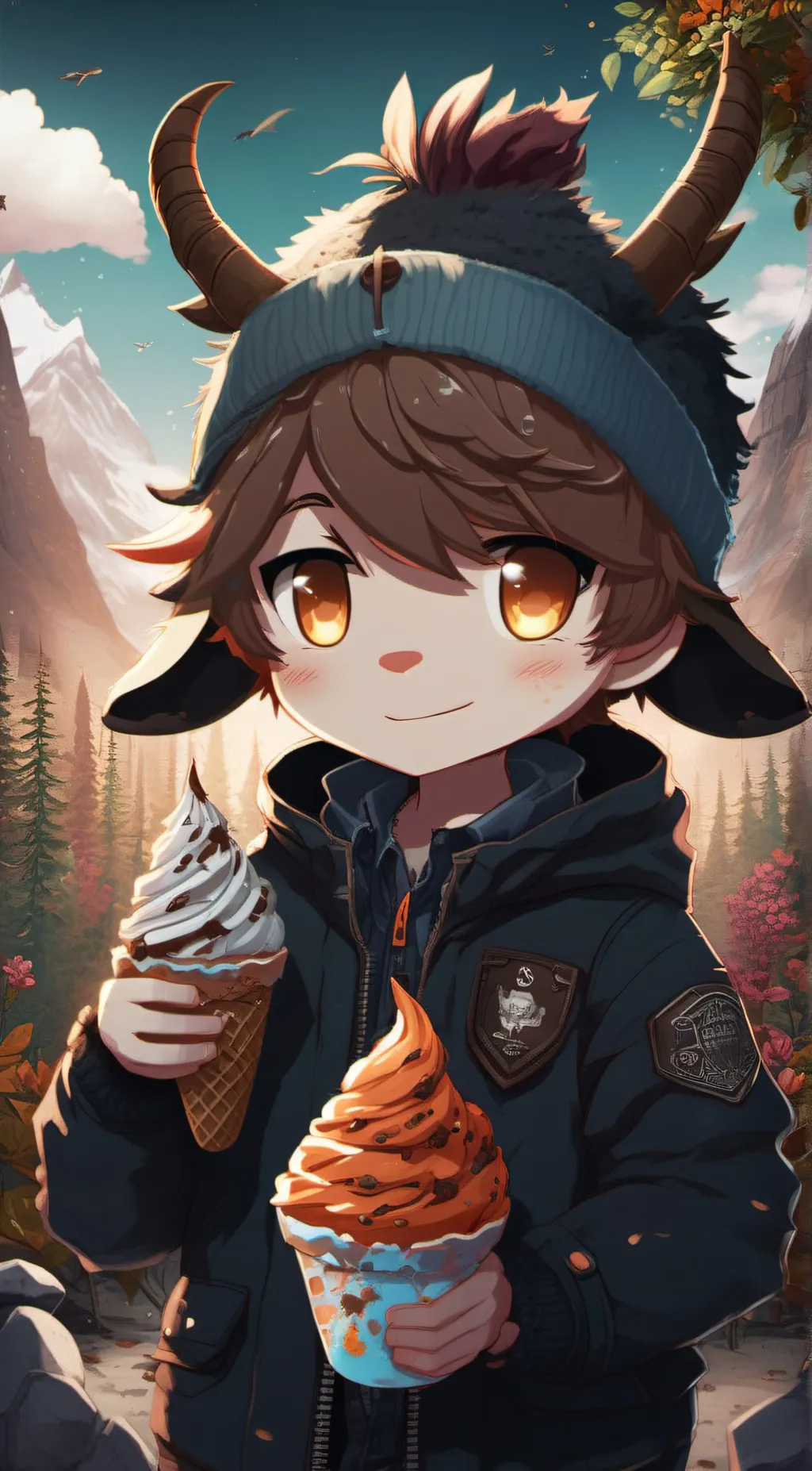 ai character: Cocoa milk background