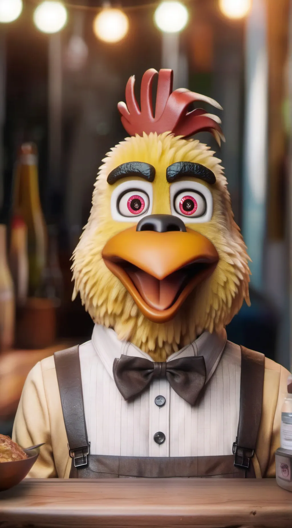 ai character: Chica the chicken  background