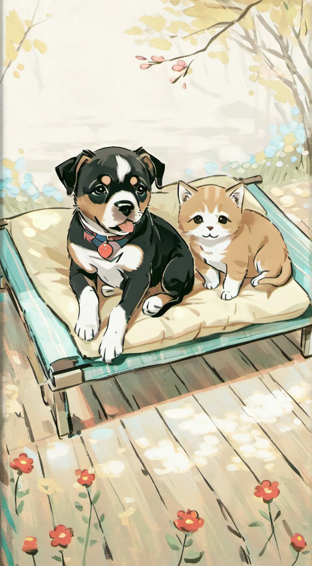 ai character: puppy dog day background