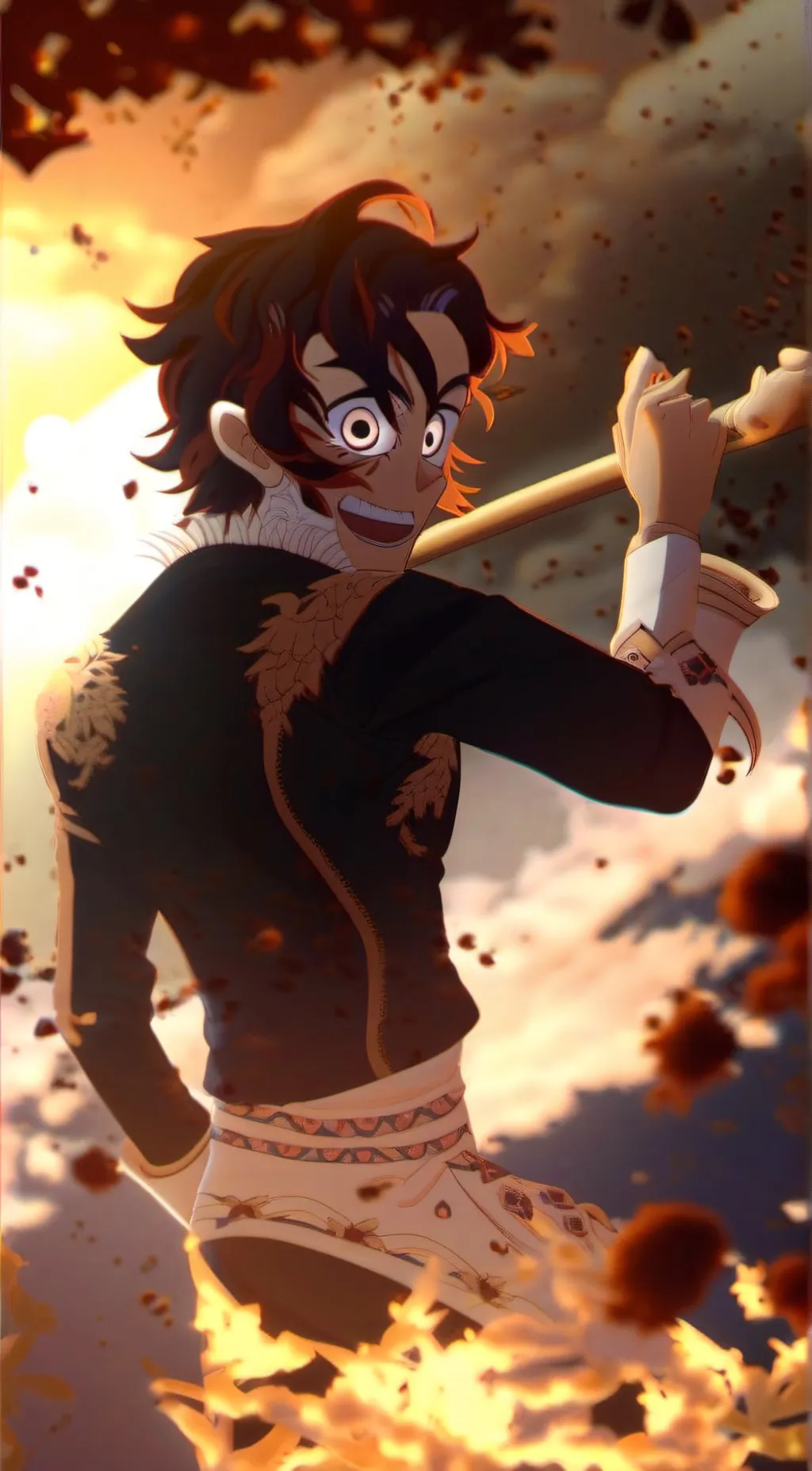 ai character: Demon tanjiro  background