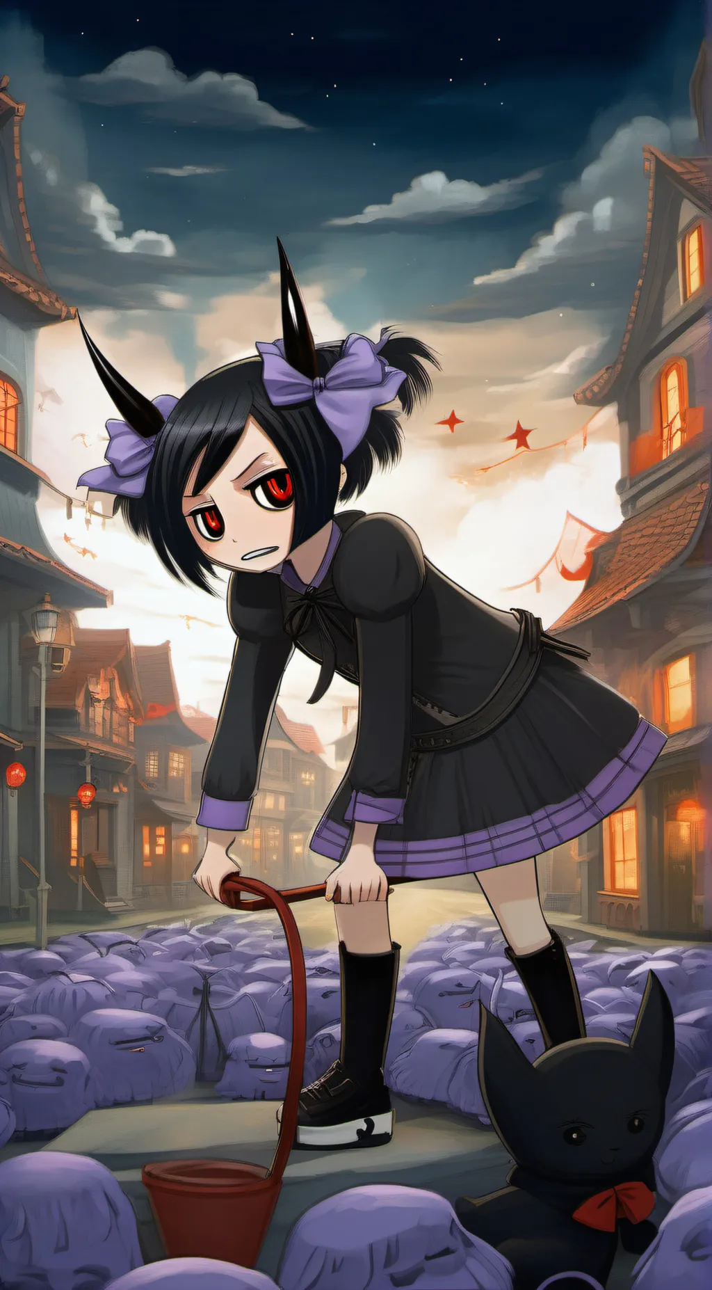 ai character: Kuromi  background