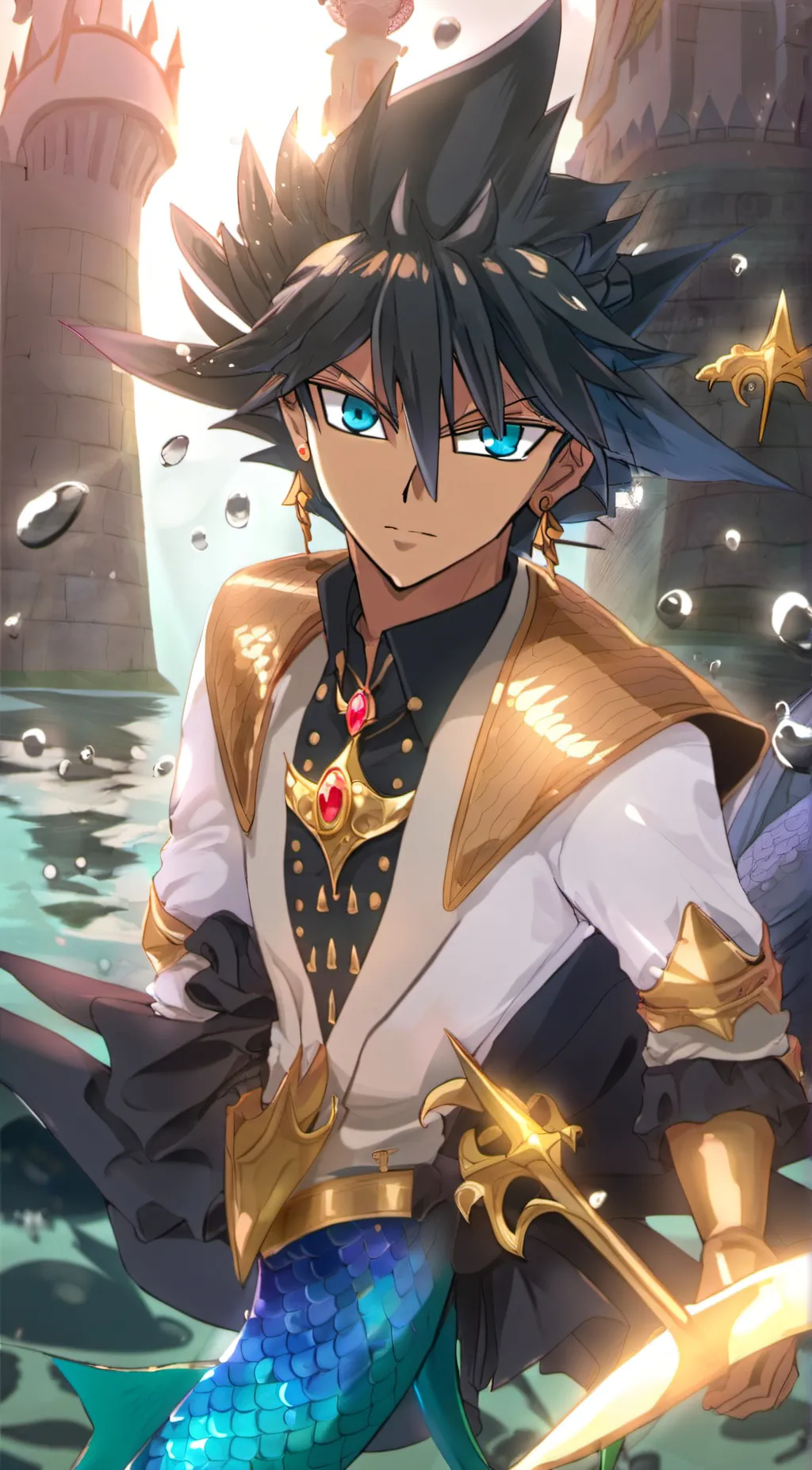 ai character: Yusei (mermaid) background