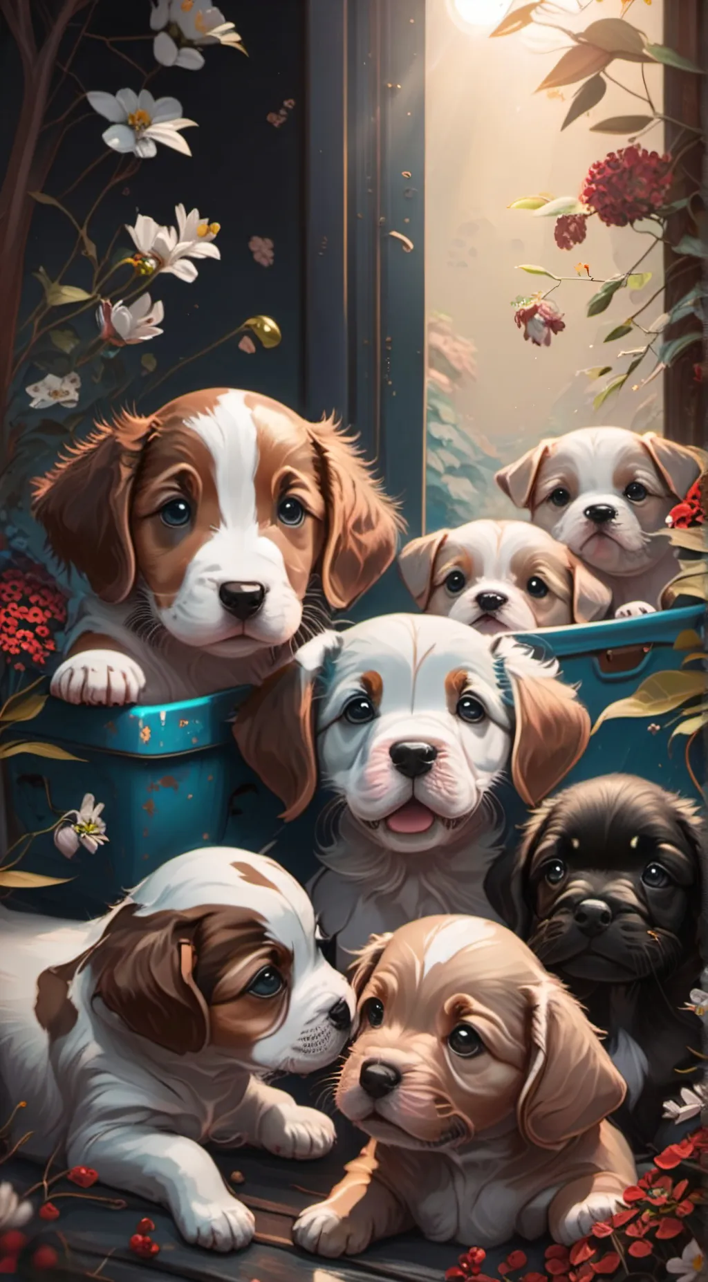 ai character: Puppies  background