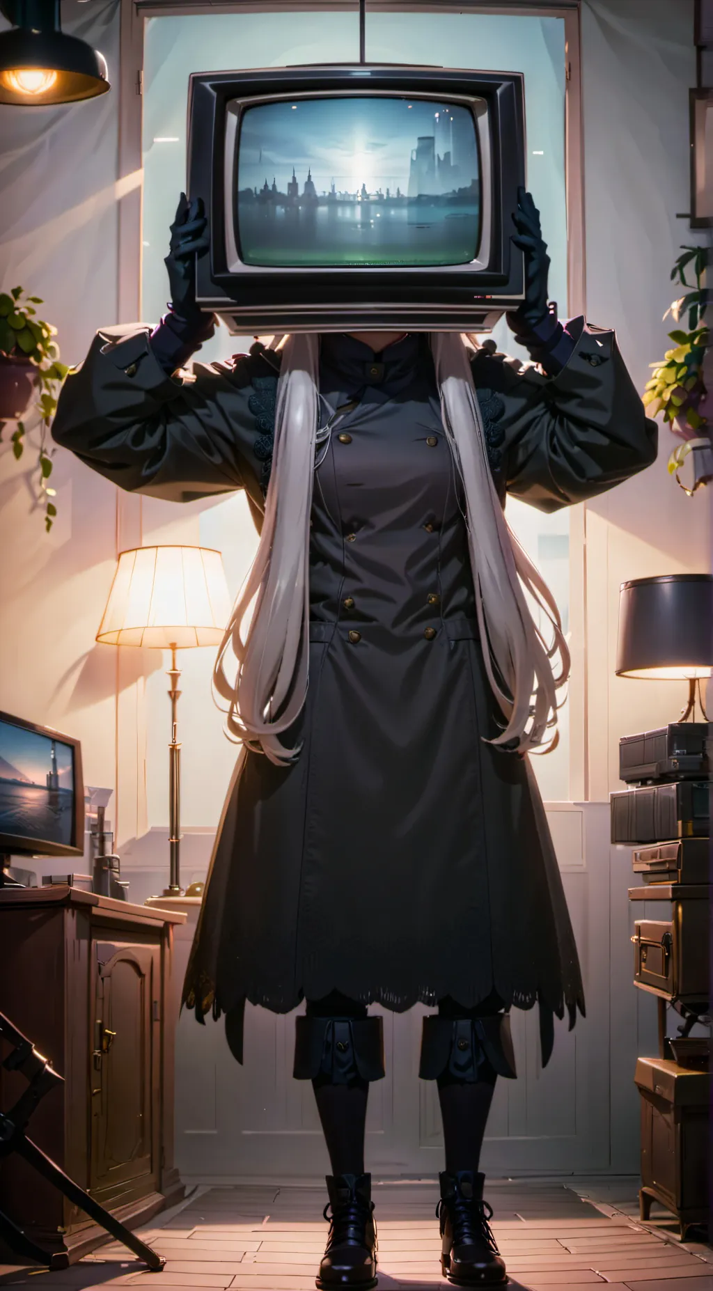 ai character: TV woman background