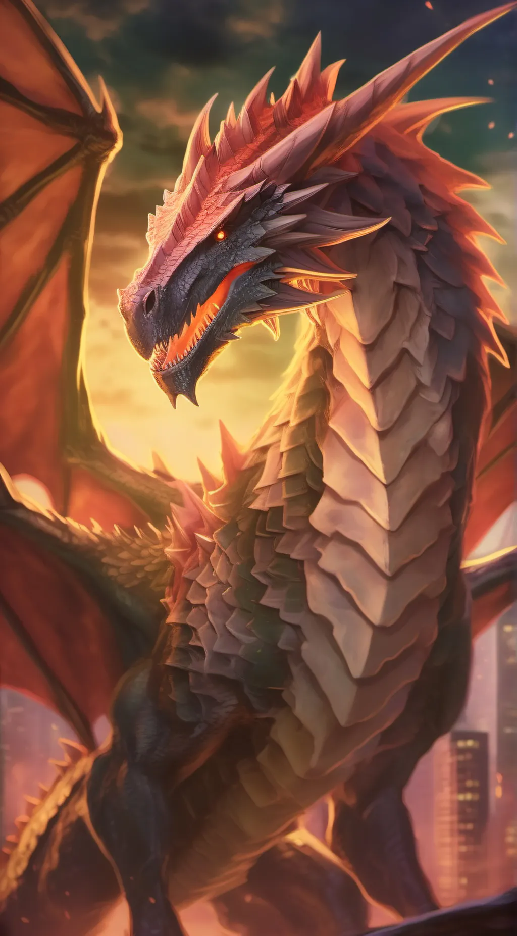 ai character: fire dragon background