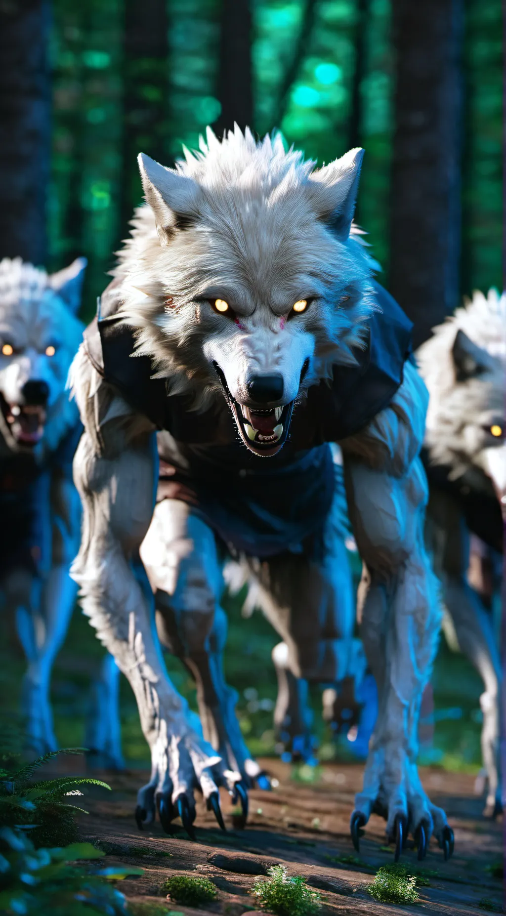 ai character: meat) snow death) background