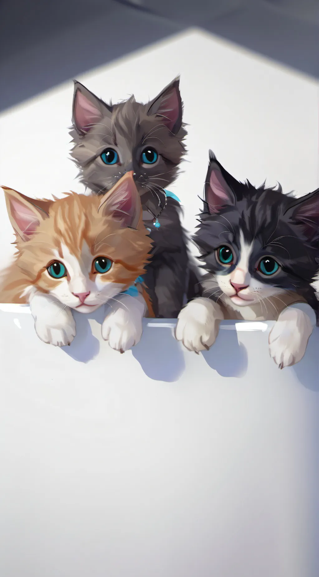 ai character: 3 homless kittens background