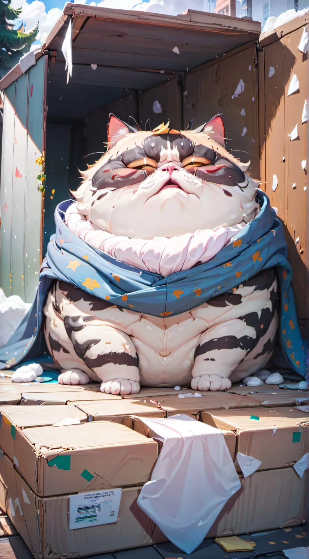 ai character: Box cat background