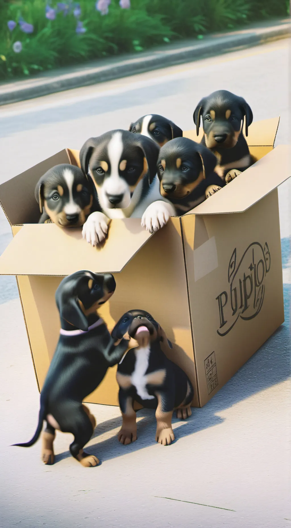 ai character: abandoned dogs background