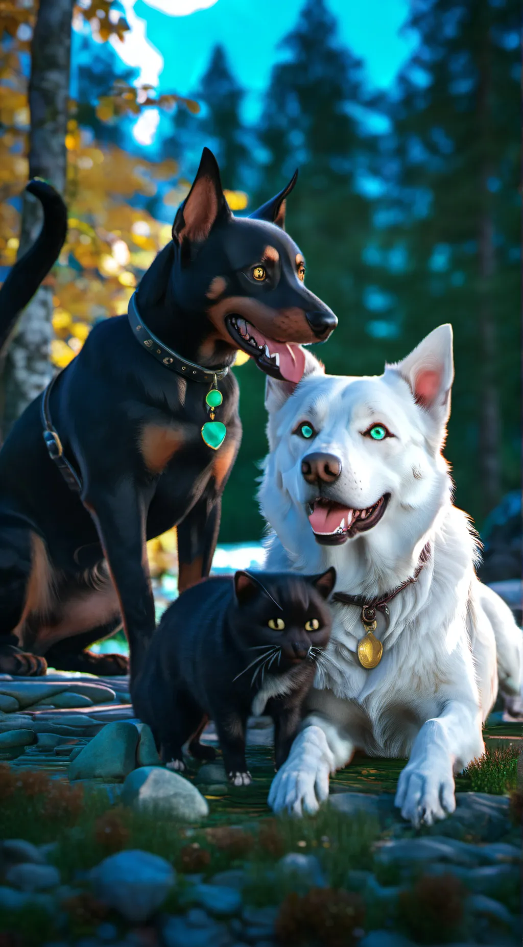 ai character: Duke,snow and wood background