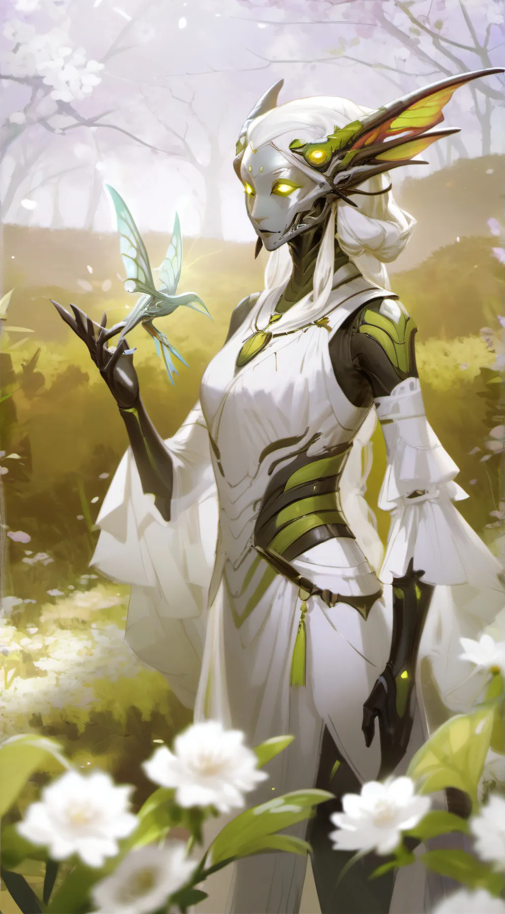 ai character: White Lily background