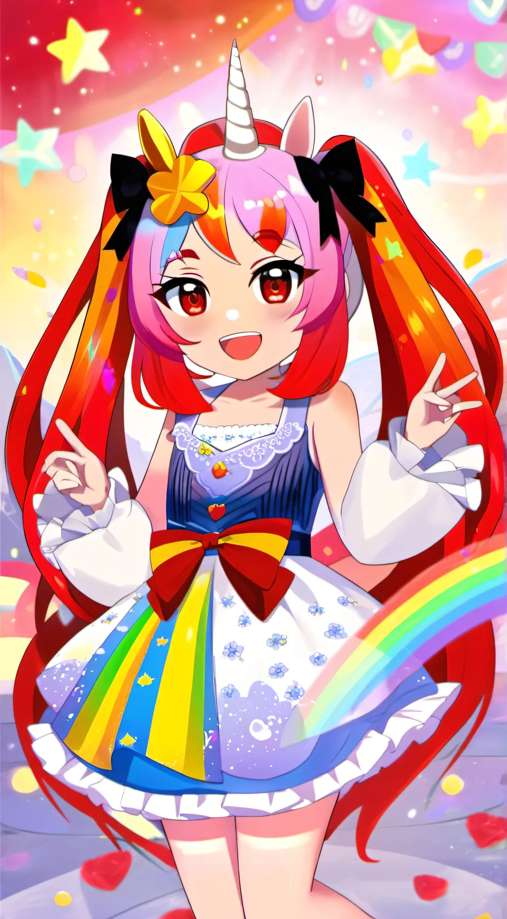 ai character: raindow clouds  background