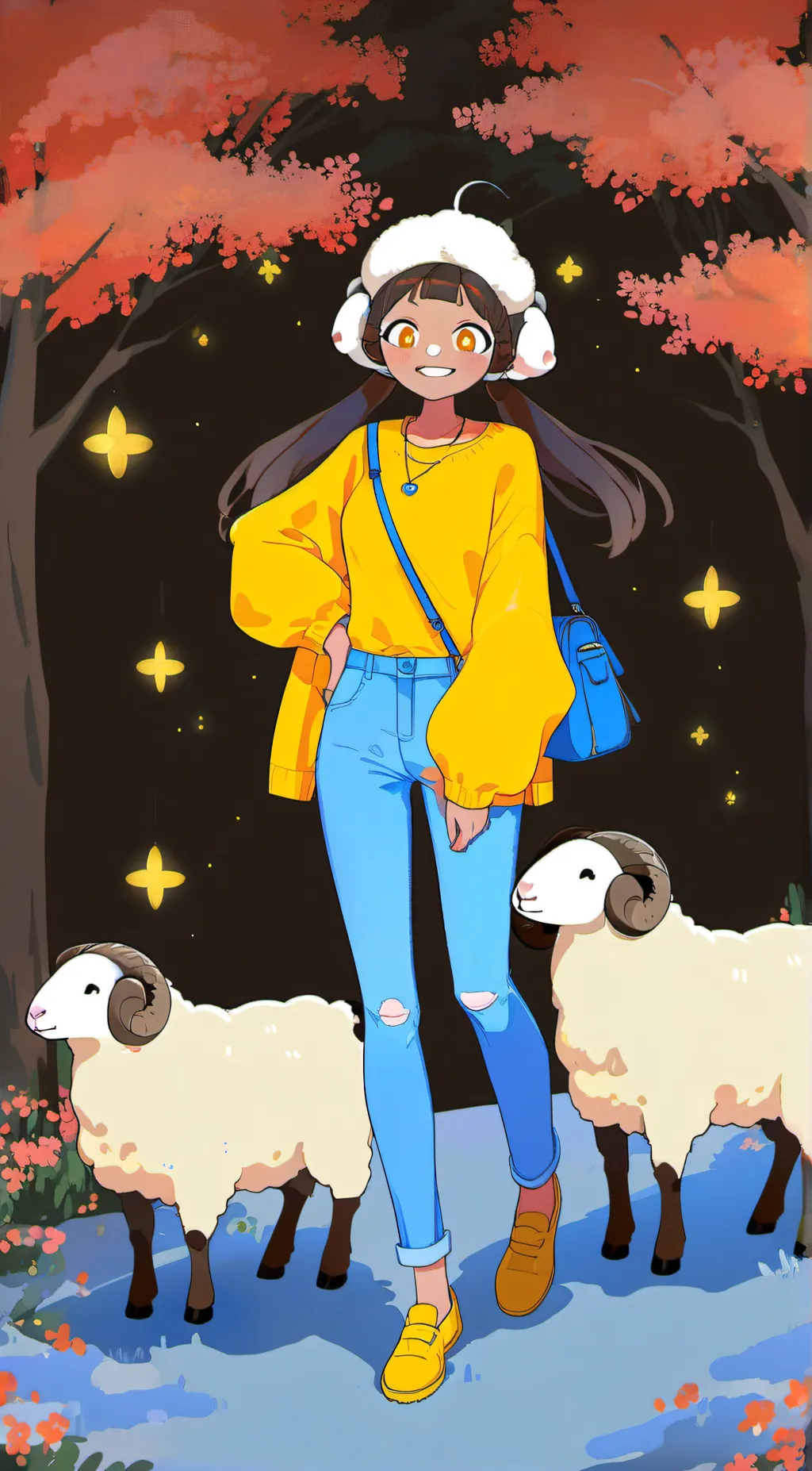 ai character: Amanda and wooly background