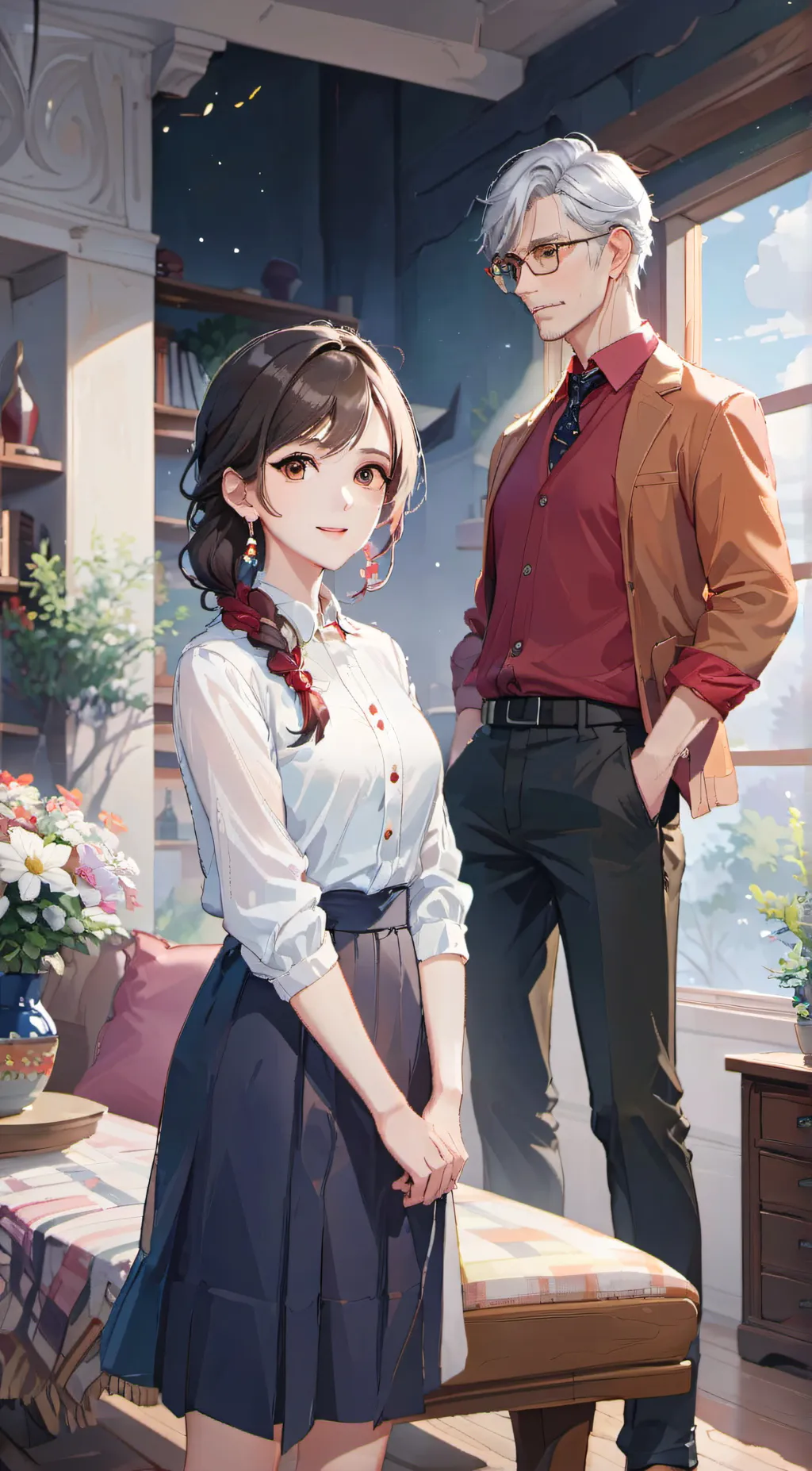 ai character: Jonas and Ariana  background