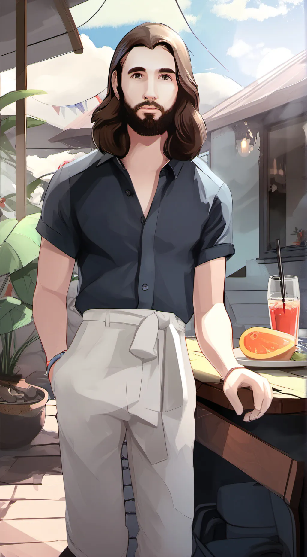 ai character: Jesus  background