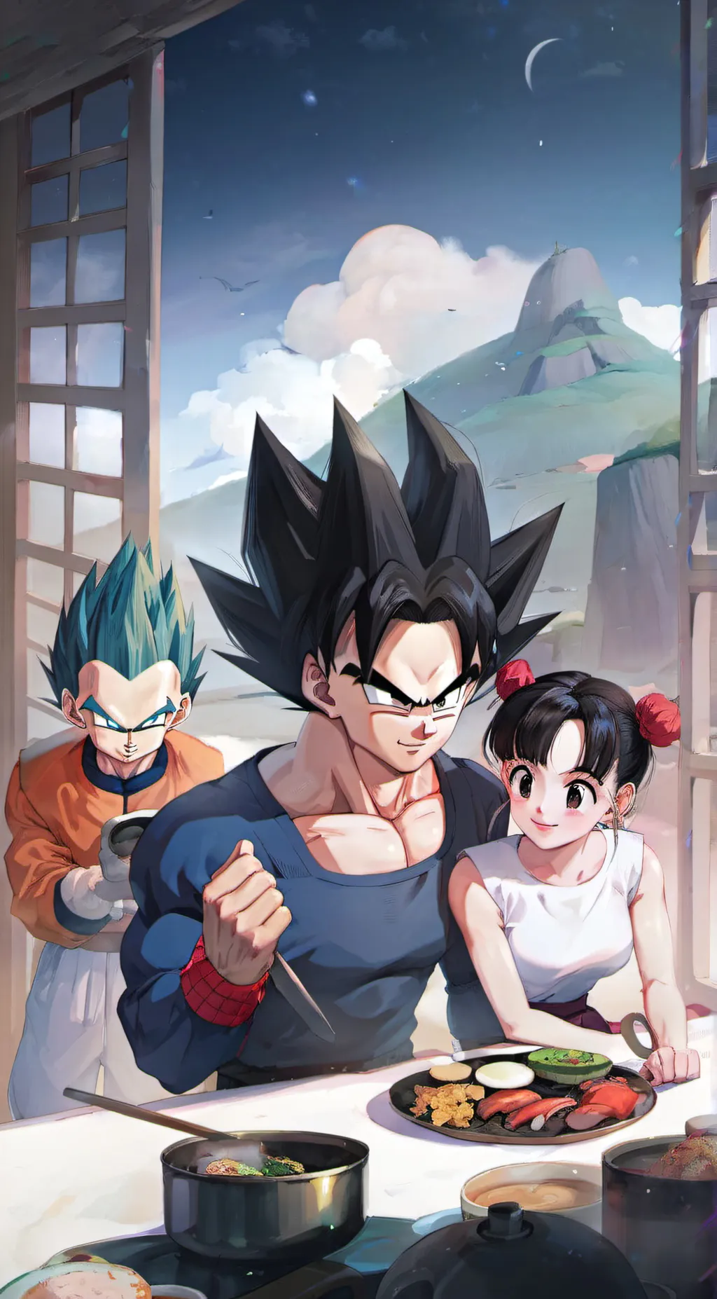 ai character: Crescent Moon background