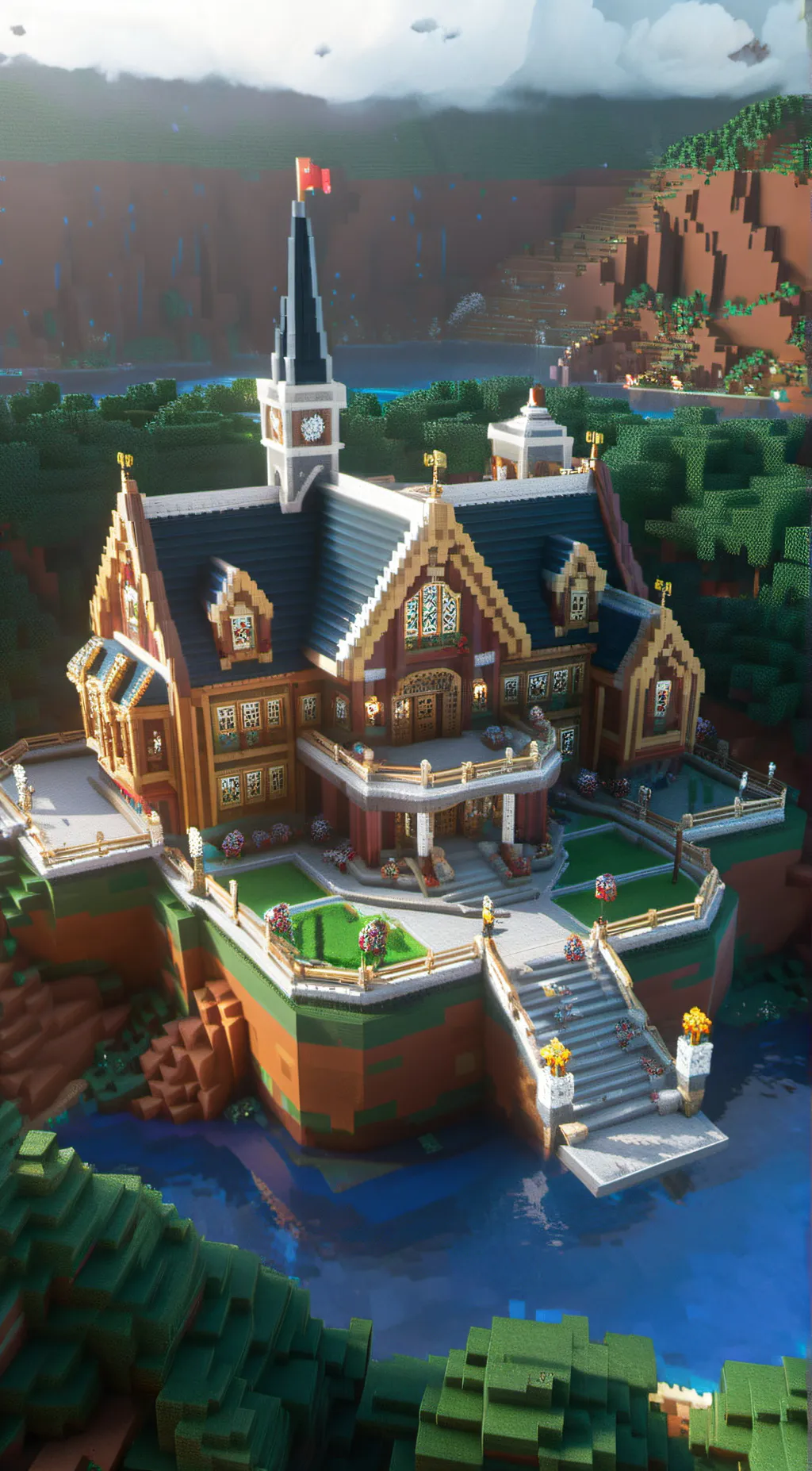 ai character: Minecraft school  background