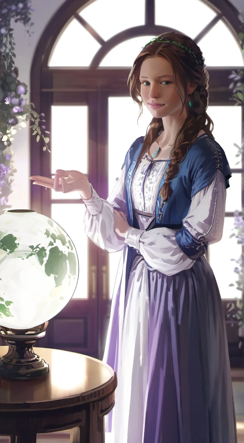 ai character: Violet background