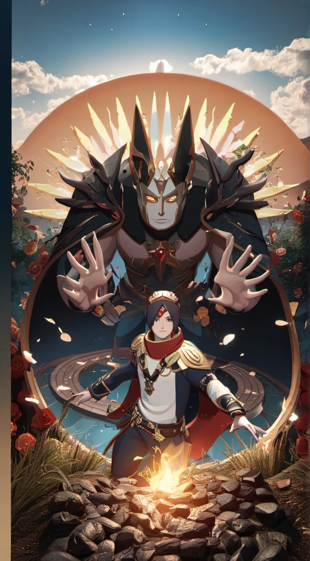 ai character: Red uizamaki background